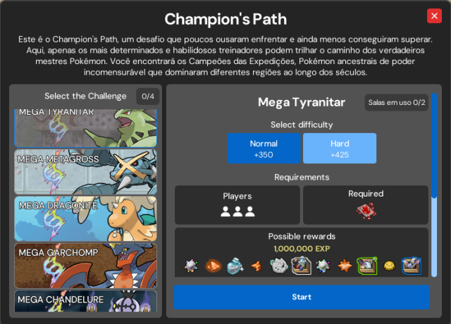 Painel do Champion's Path