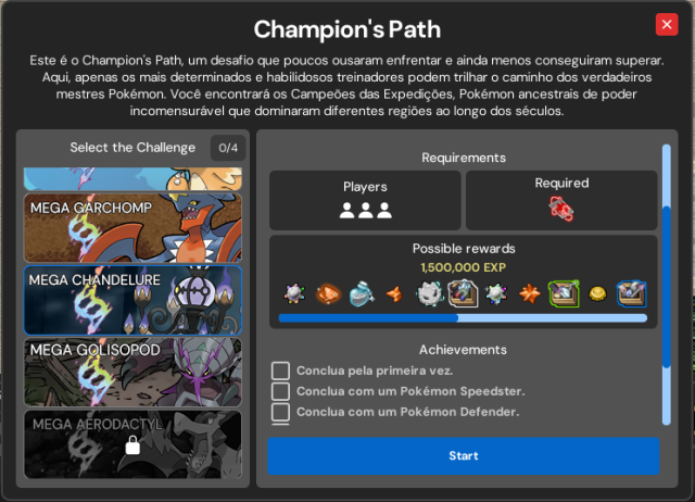 Recompensas e conquistas no painel